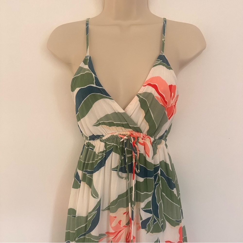Billabong Tropical Print Maxi Dress in Green and Coral Small Women’s - Picture 3 of 6